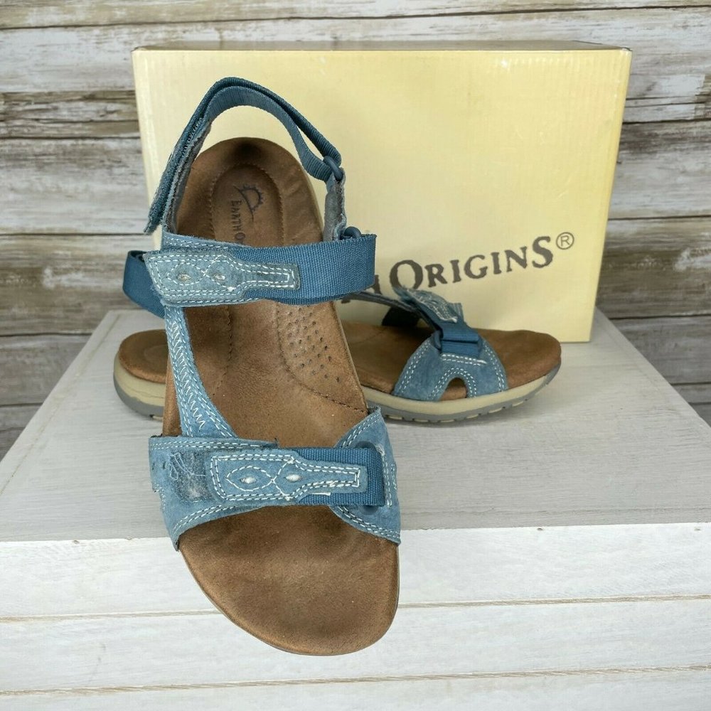 Earth Origins Womens Barkley Blue Suede Sport Stra